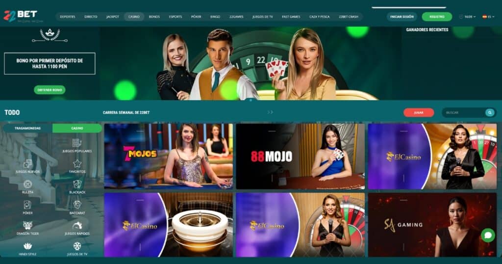 Vista de 22bet casino