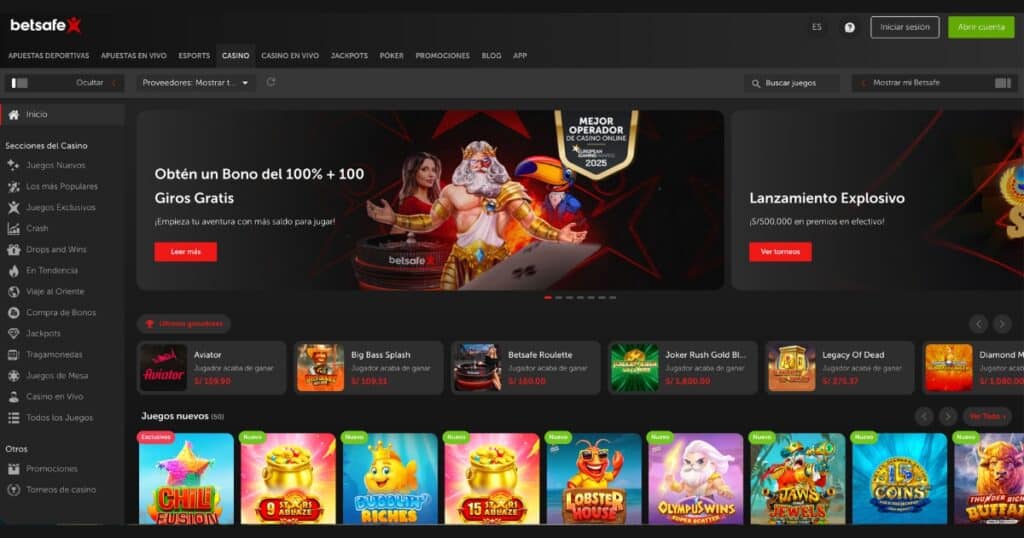 Vista de Betsafe para jugadores en Perú