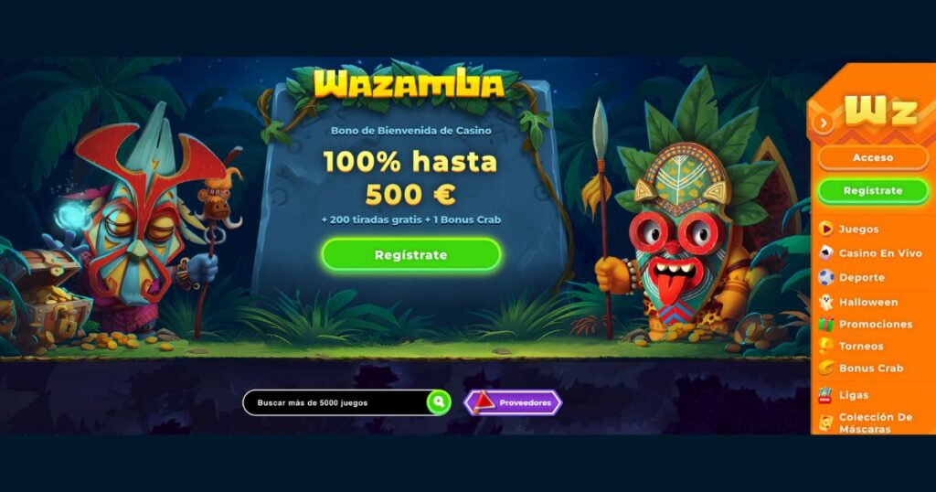 Vista del casino Wazamba